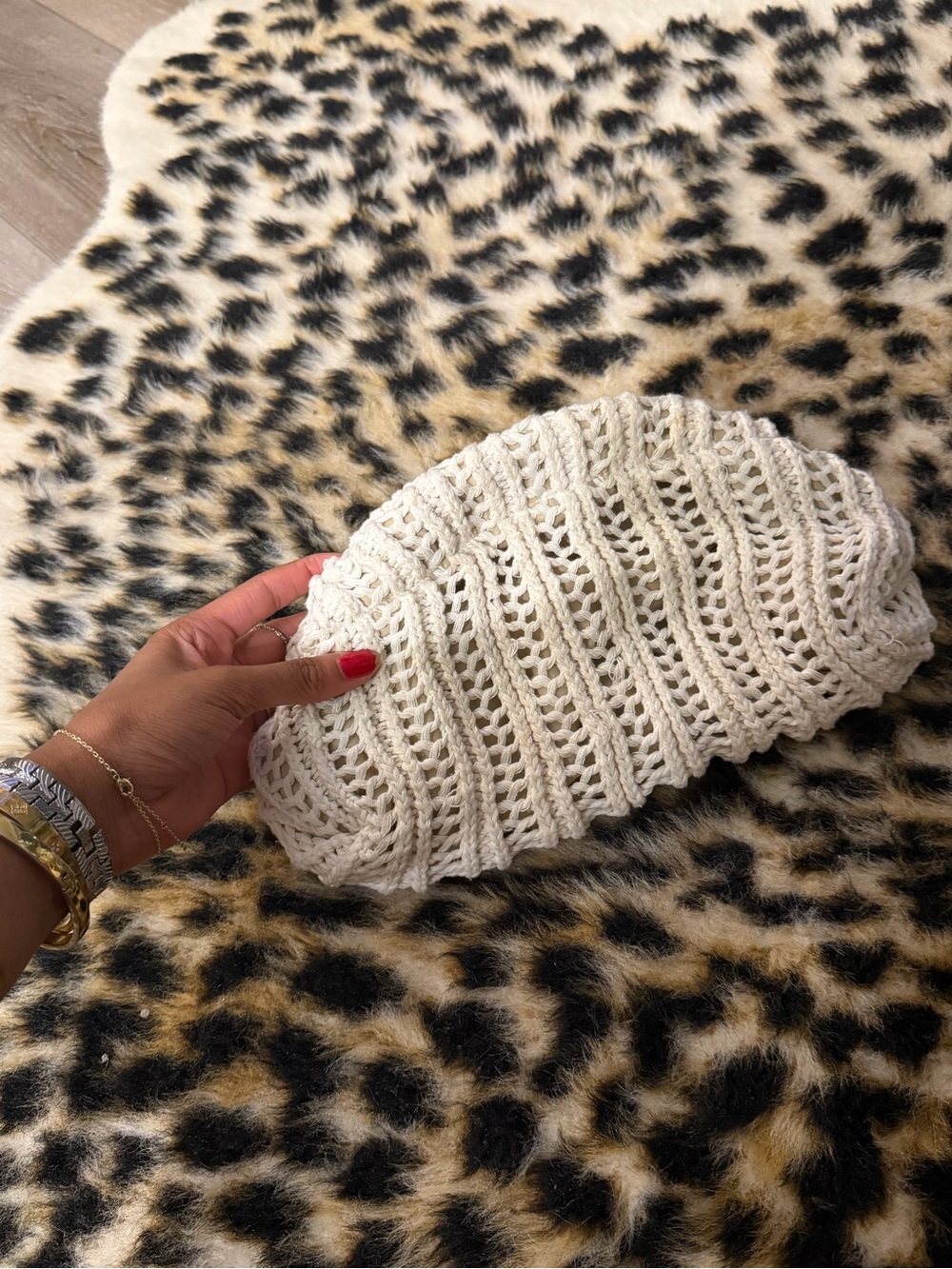 Cream Crochet Knit Clutch
